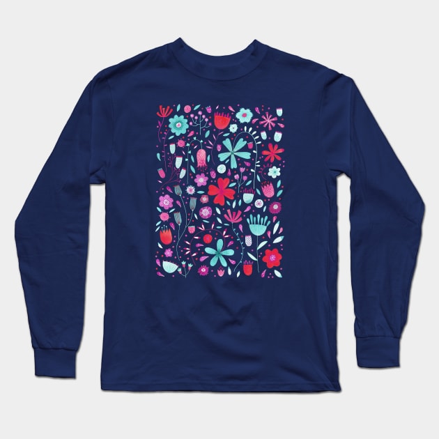 English Meadow Flowers Long Sleeve T-Shirt by NicSquirrell